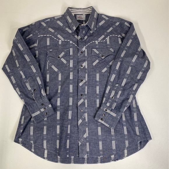 Kenny Rogers Other - Kenny Rogers Western Shirt‎ Long Sleeve Patterned Cowboy Rodeo Size 17 1/2 35